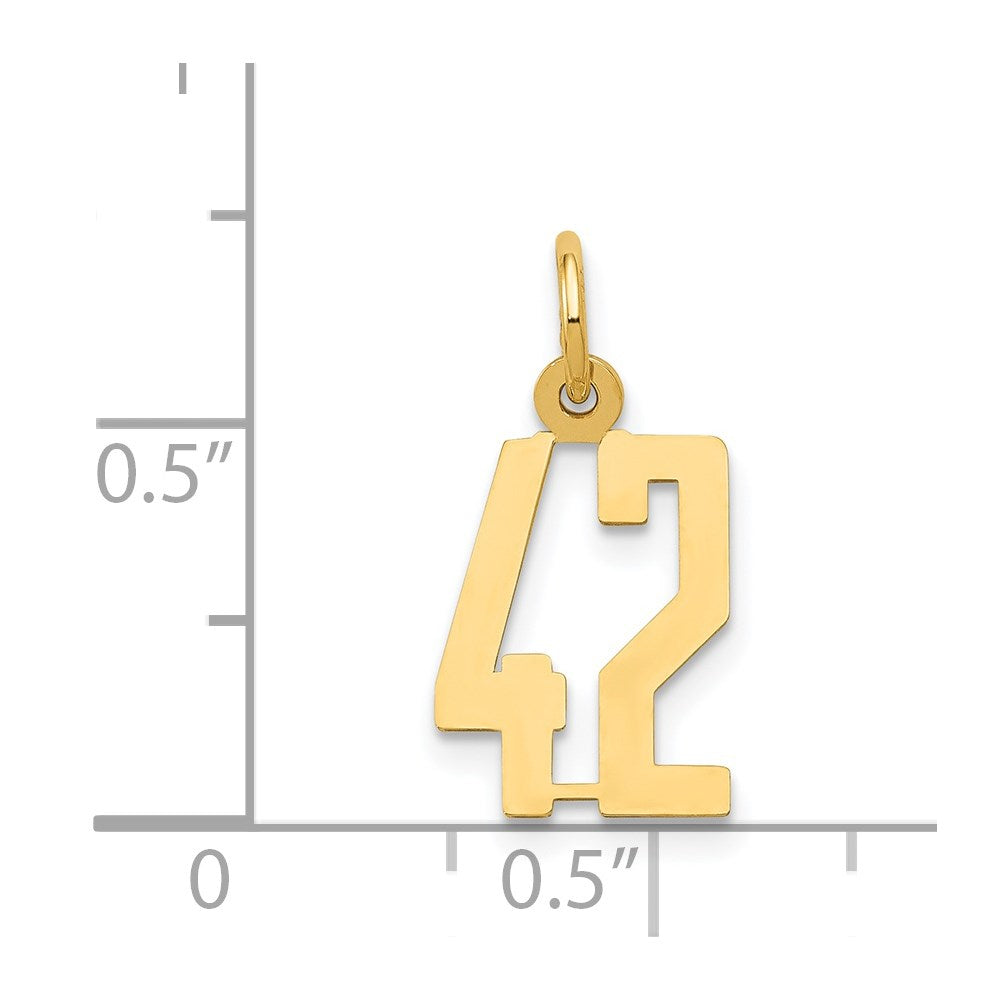 14k Small Elongated Number 42 Charm