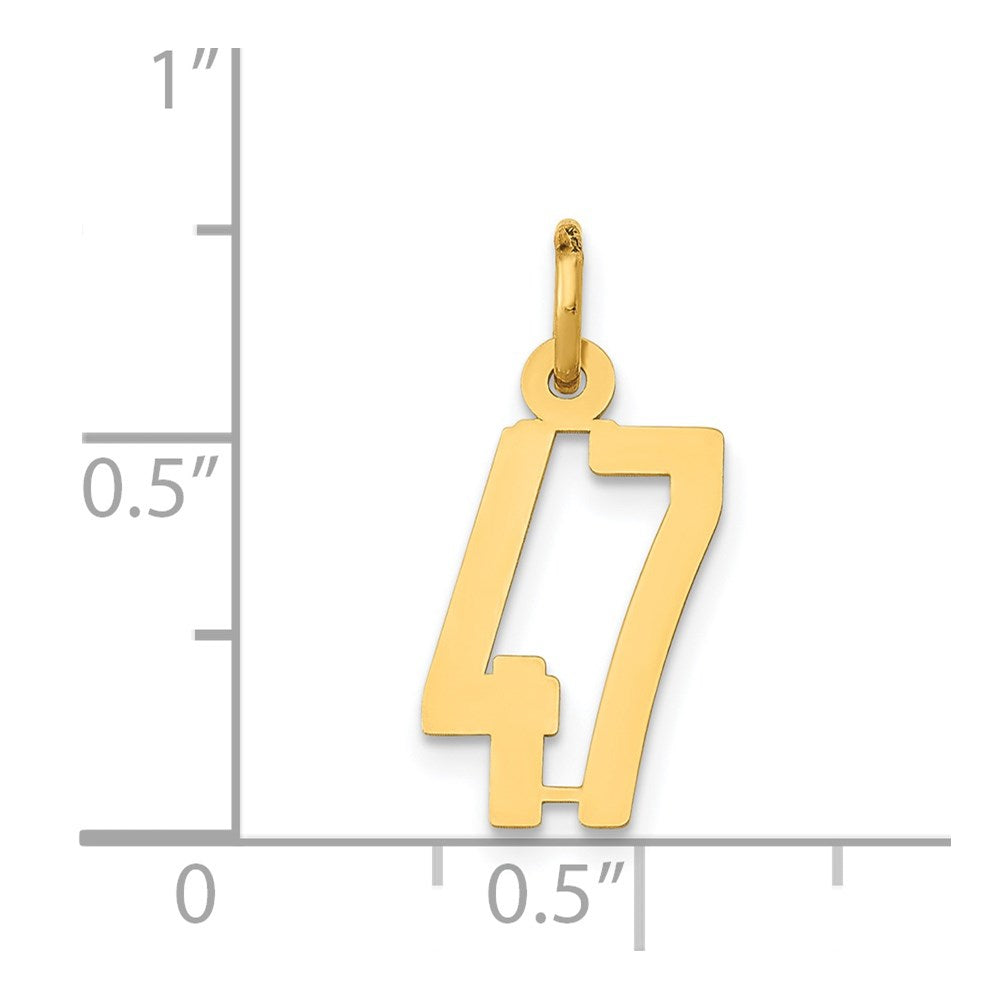 14k Small Elongated Number 47 Charm