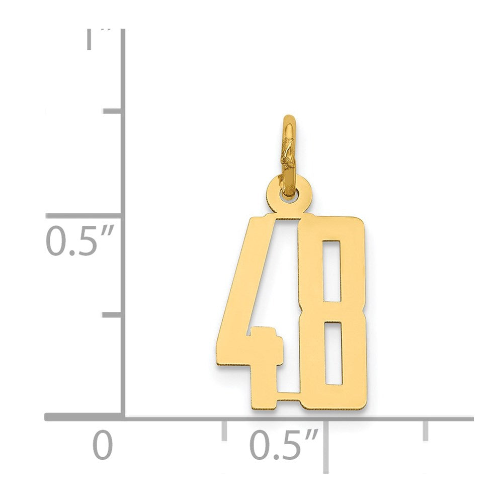 14k Small Elongated Number 48 Charm