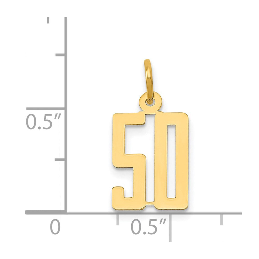 14k Small Elongated Number 50 Charm