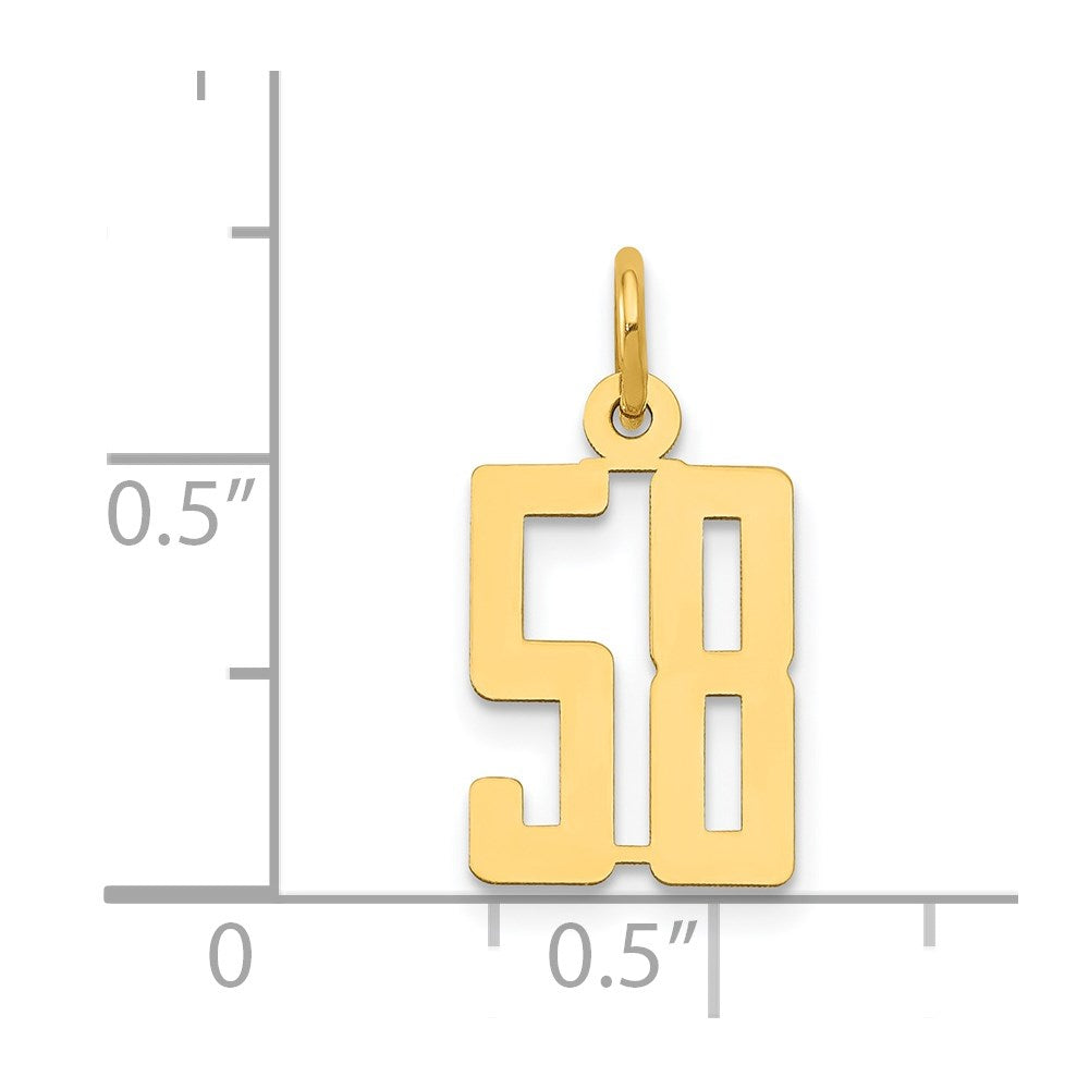 14k Small Elongated Number 58 Charm
