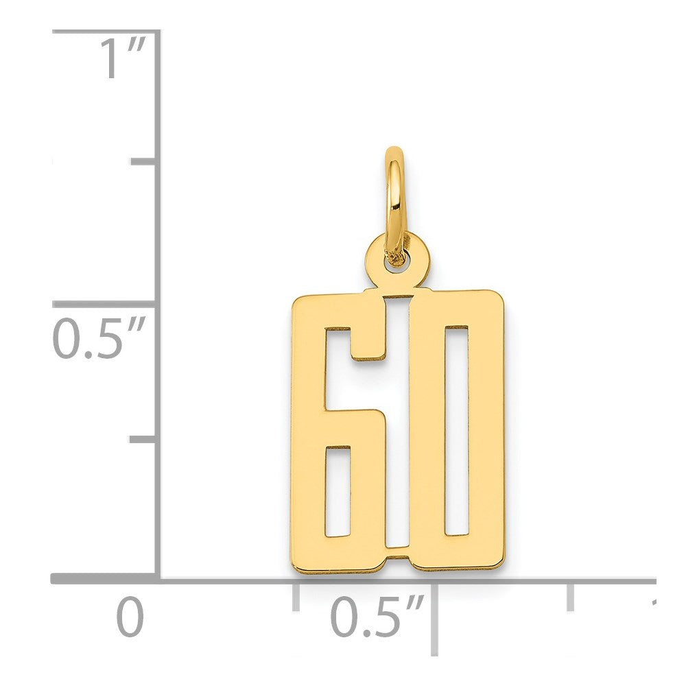 14k Small Elongated Number 60 Charm