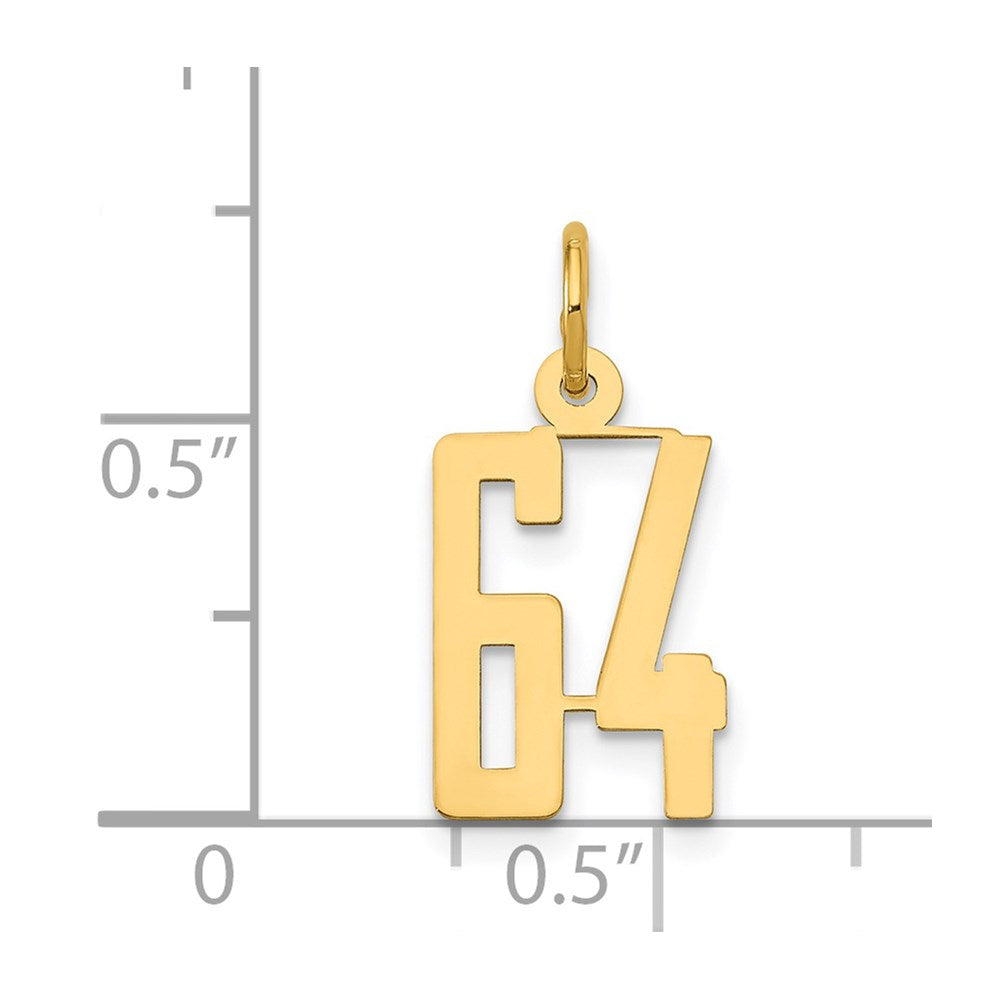 14k Small Elongated Number 64 Charm