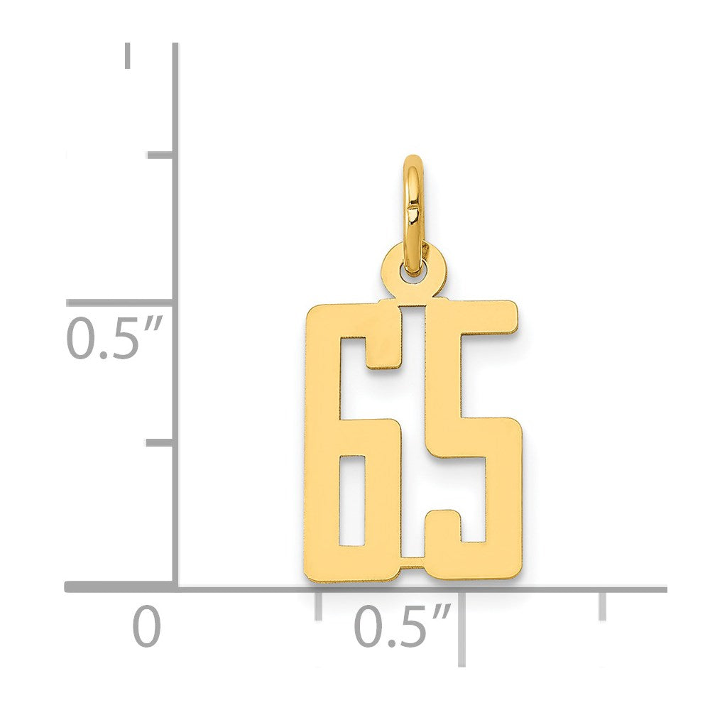 14k Small Elongated Number 65 Charm