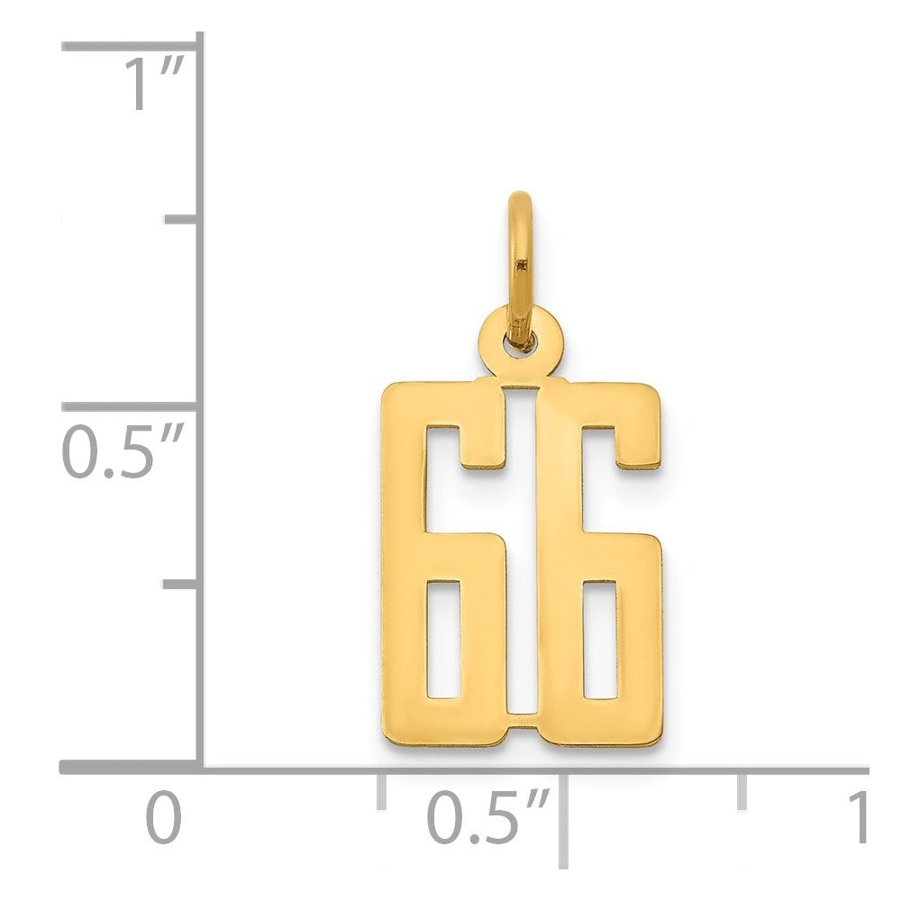 14k Small Elongated Number 66 Charm