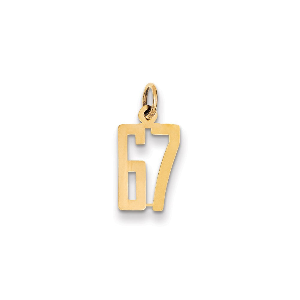 14k Small Elongated Number 67 Charm
