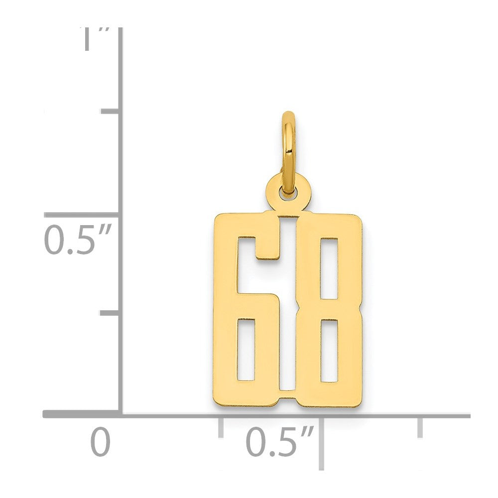 14k Small Elongated Number 68 Charm