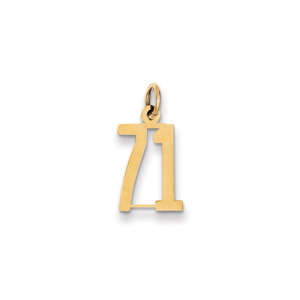 14k Small Elongated Number 71 Charm