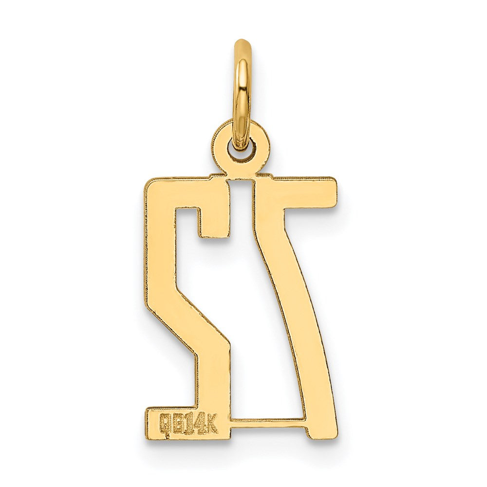 14k Small Elongated Number 72 Charm