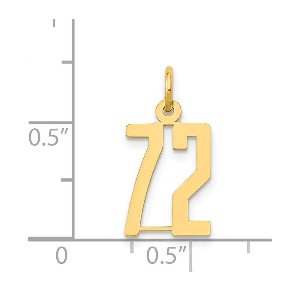 14k Small Elongated Number 72 Charm
