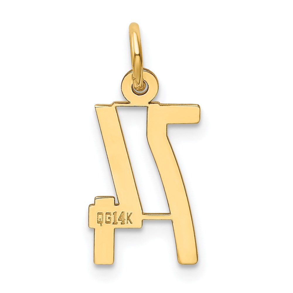 14k Small Elongated Number 74 Charm