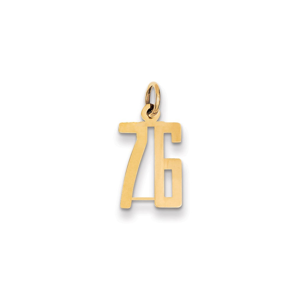 14k Small Elongated Number 76 Charm