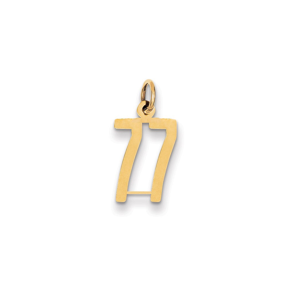 14k Small Elongated Number 77 Charm