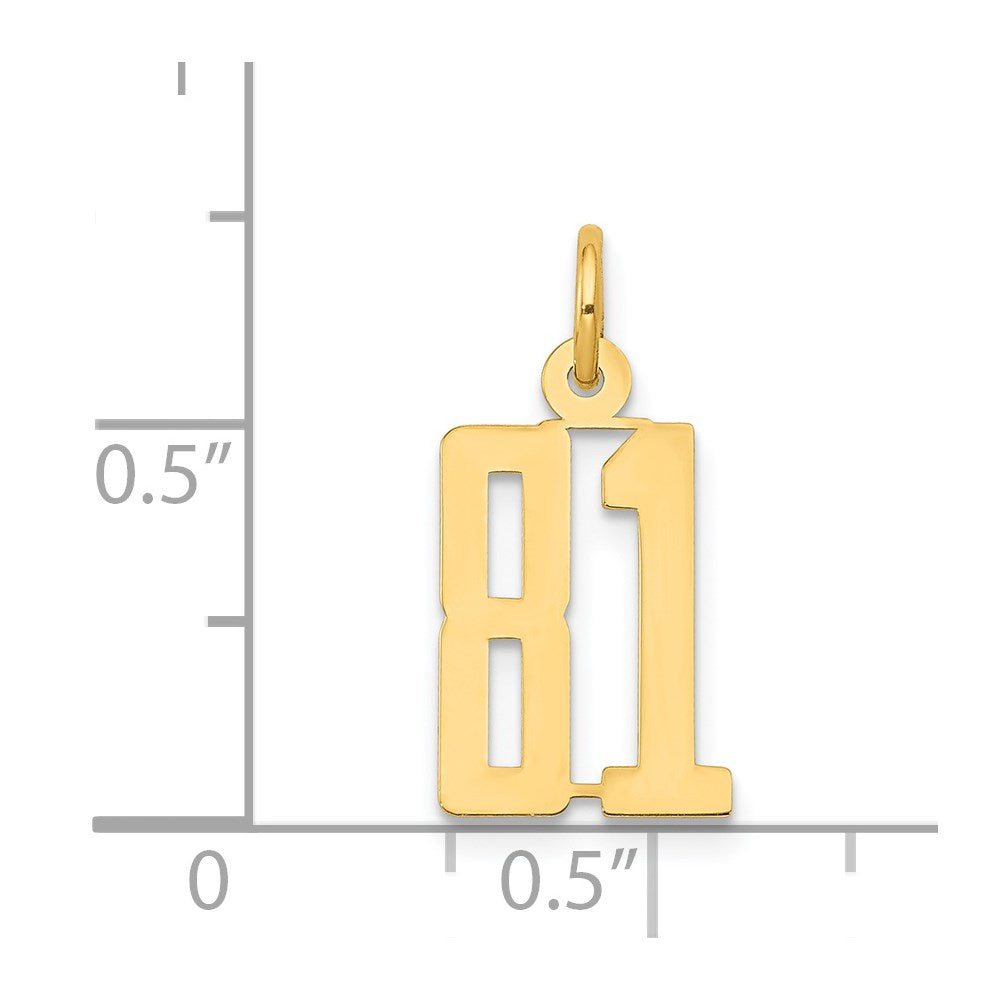 14k Small Elongated Number 81 Charm