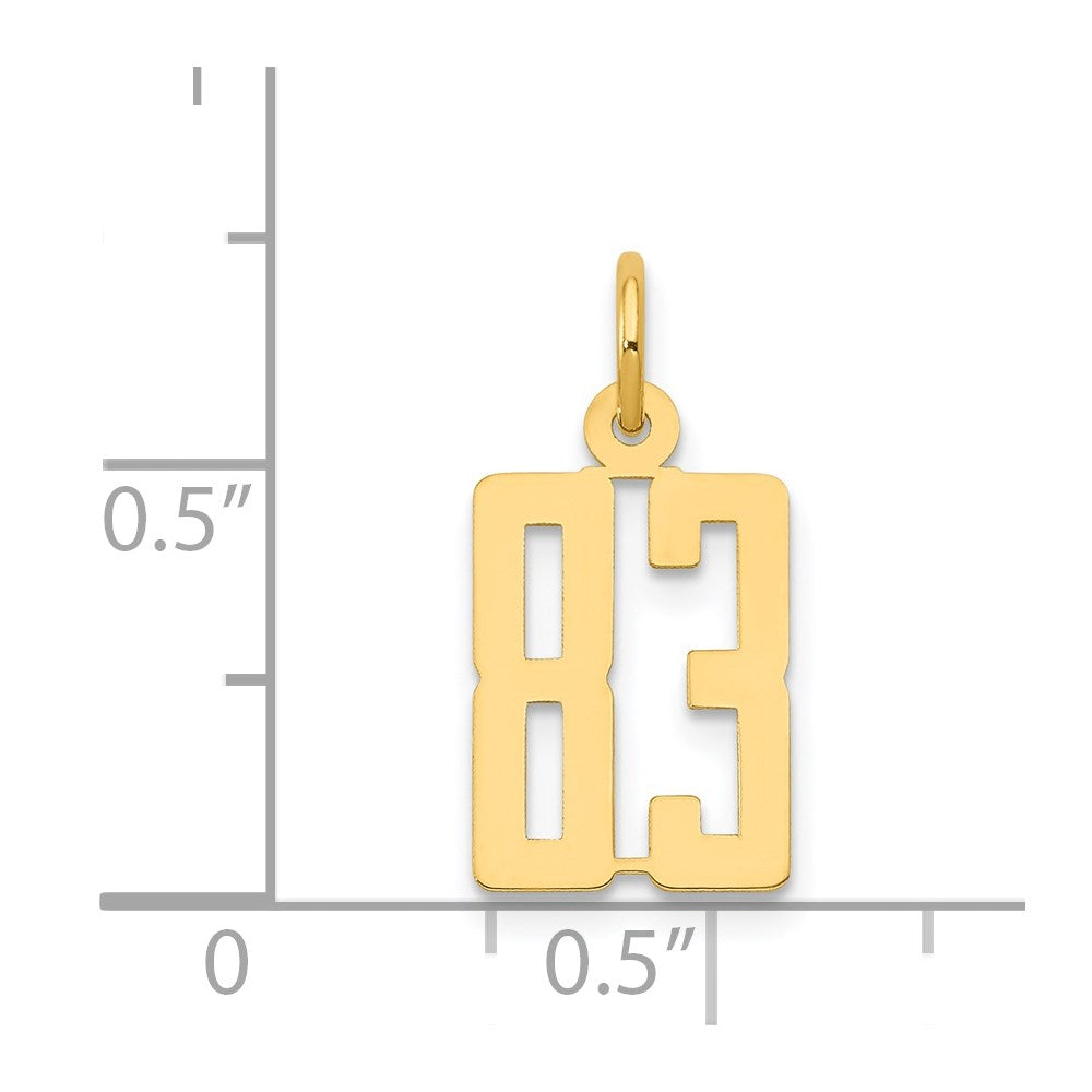 14k Small Elongated Number 83 Charm
