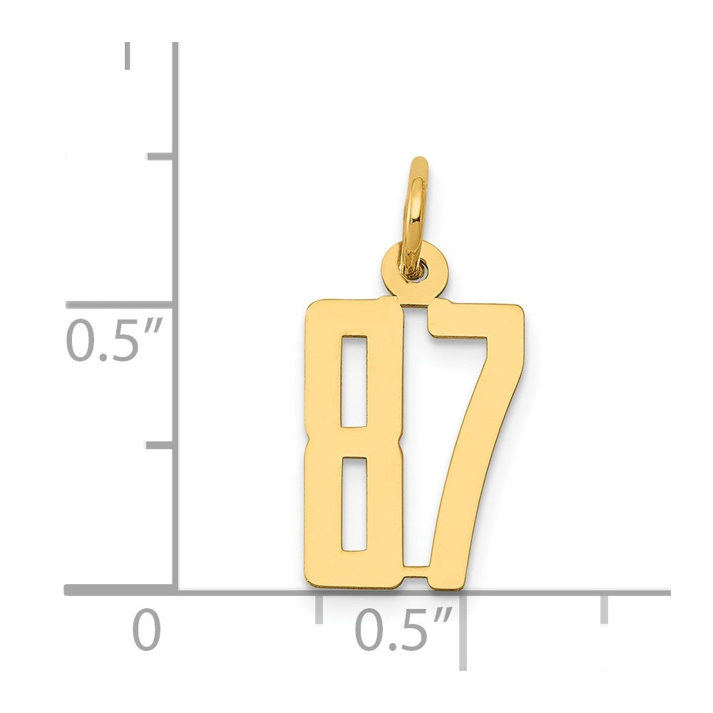 14k Small Elongated Number 87 Charm