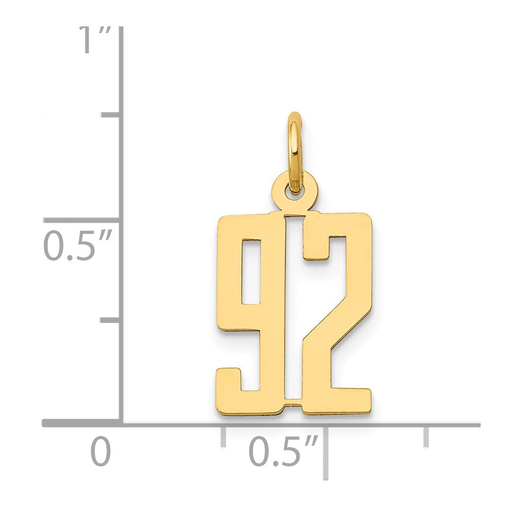 14k Small Elongated Number 92 Charm