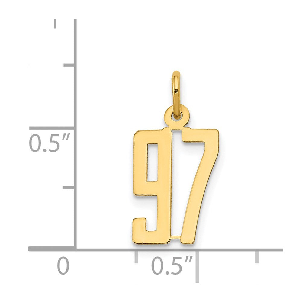 14k Small Elongated Number 97 Charm