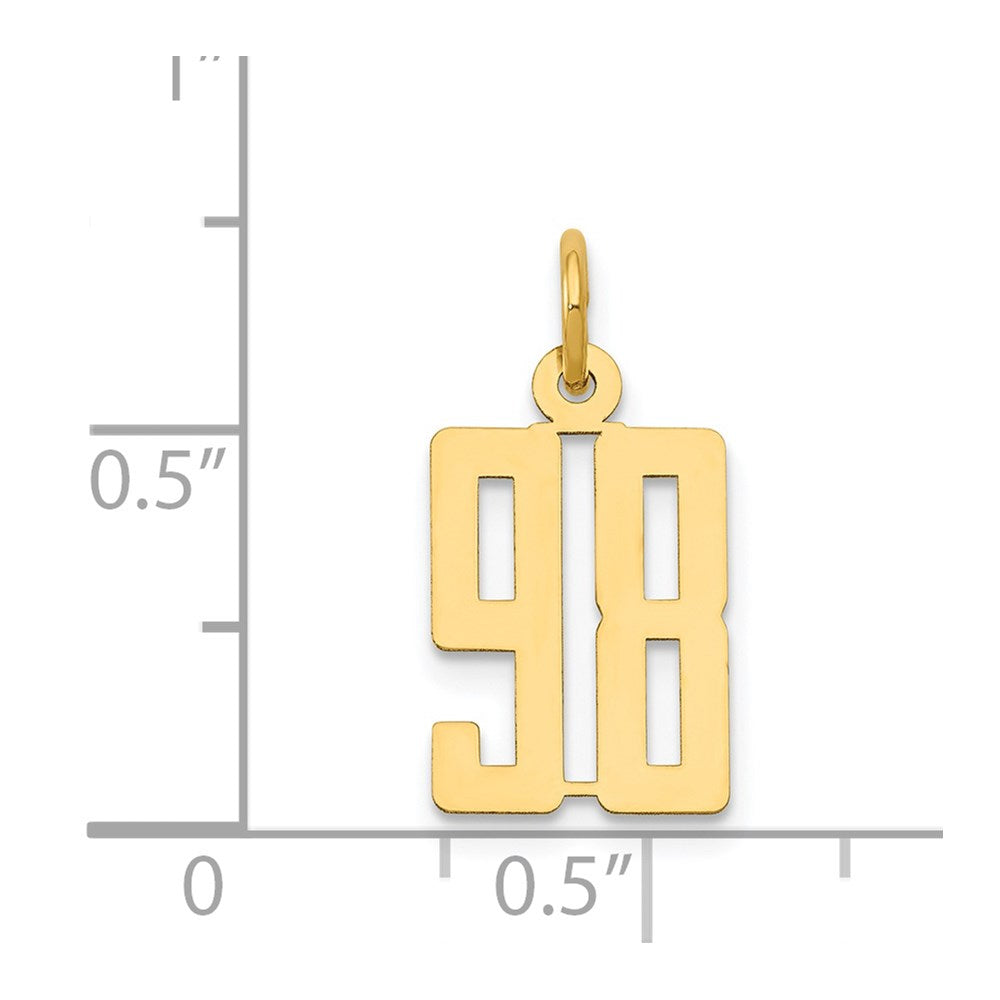 14k Small Elongated Number 98 Charm