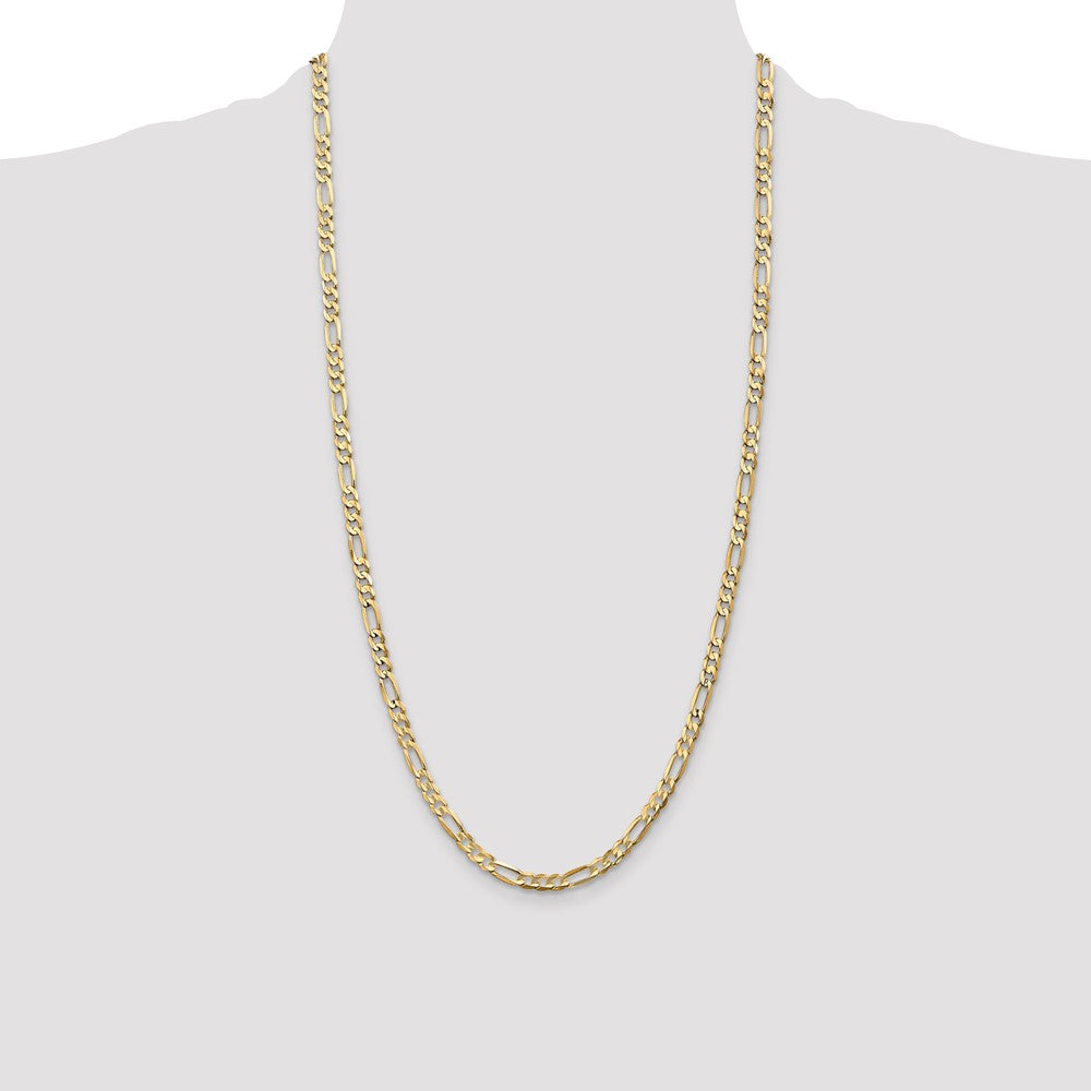 14K 28 inch 4.5mm Concave Open Figaro with Lobster Clasp Chain