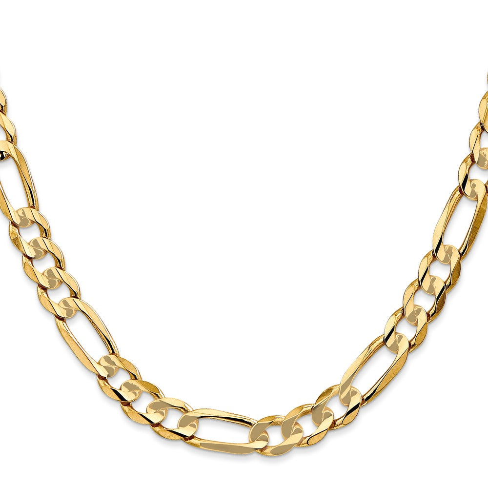 14K 28 inch 6.75mm Concave Open Figaro with Lobster Clasp Chain