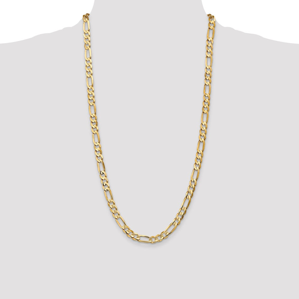 14K 28 inch 6.75mm Concave Open Figaro with Lobster Clasp Chain