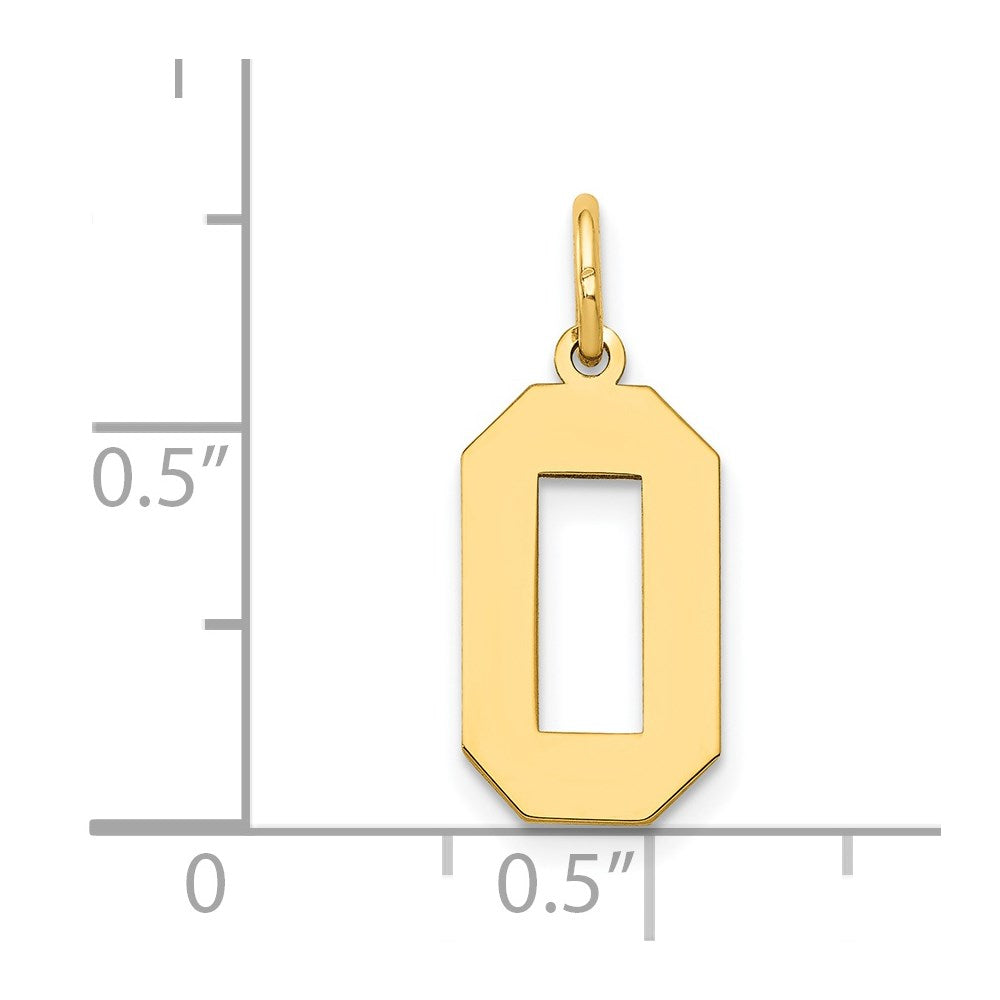 14k Medium Polished Number 0 Charm