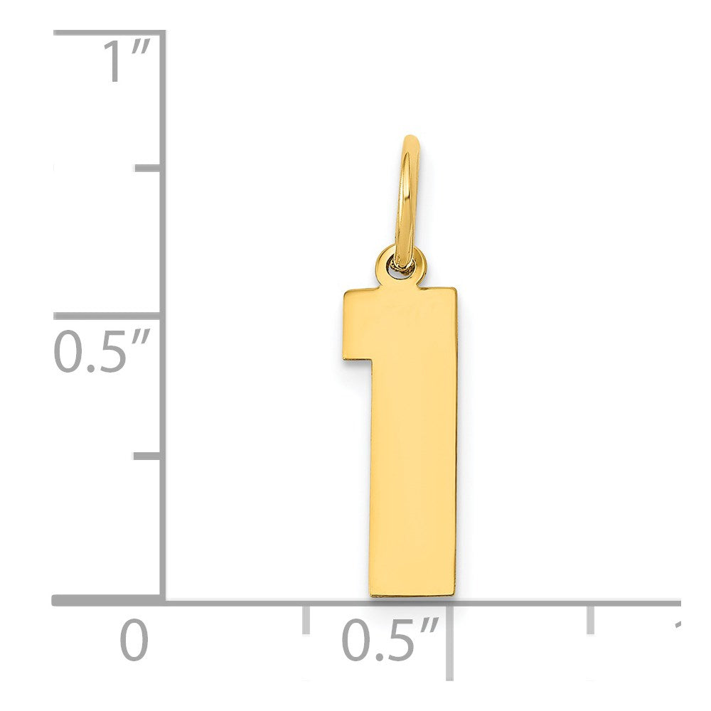 14k Medium Polished Number 1 Charm