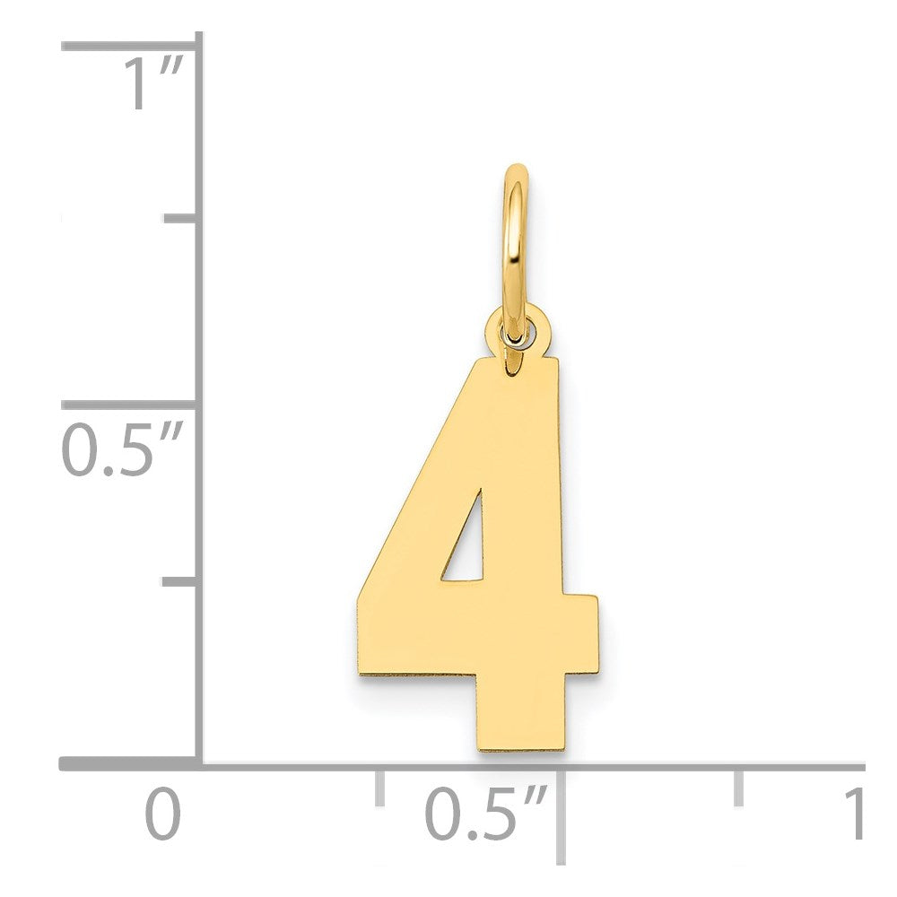14k Medium Polished Number 4 Charm