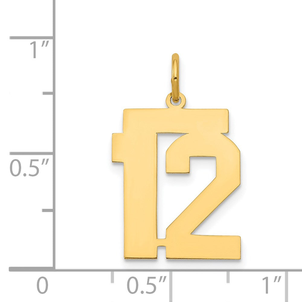 14k Medium Polished Number 12 Charm