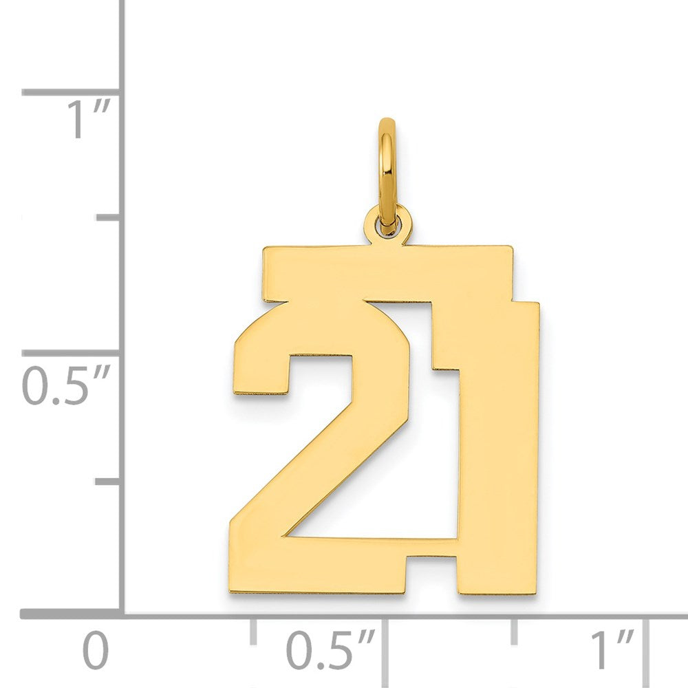 14k Medium Polished Number 21 Charm