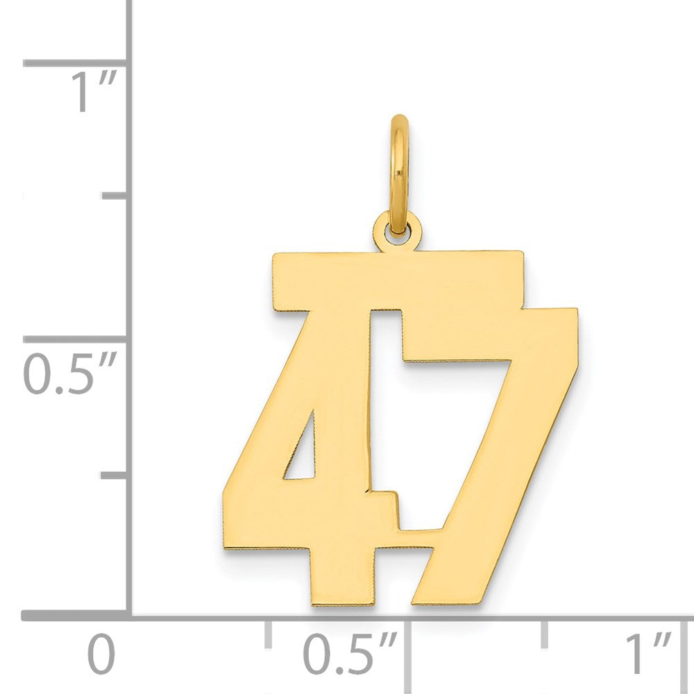 14k Medium Polished Number 47 Charm