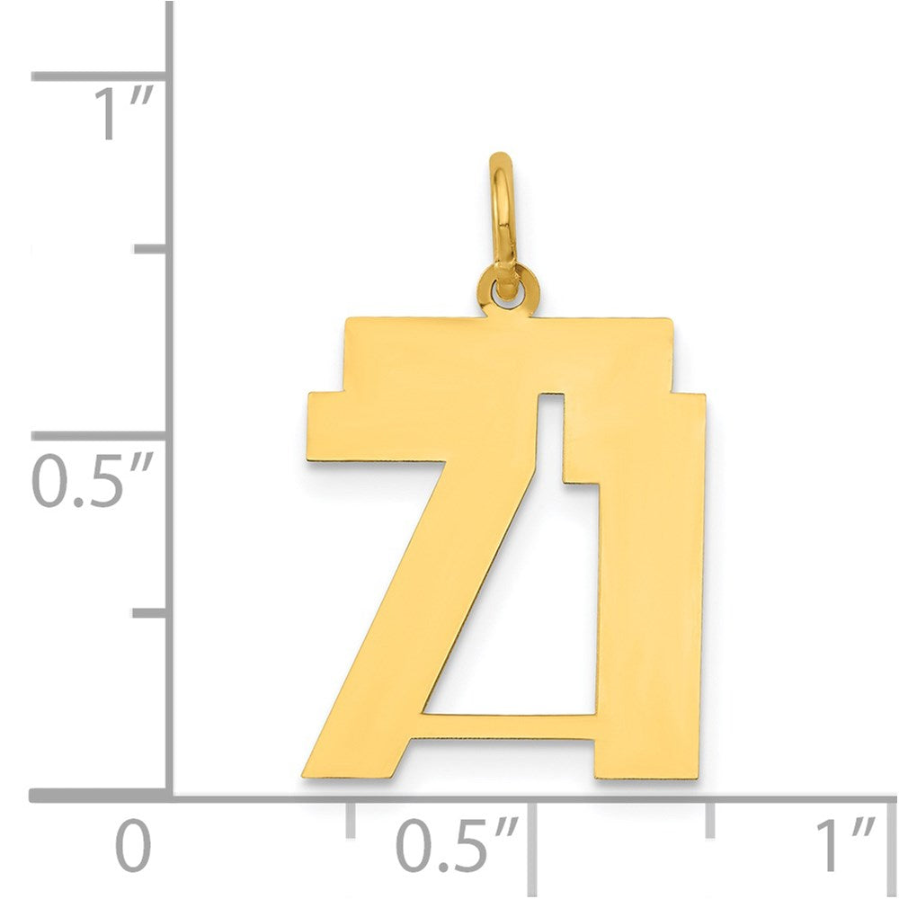 14k Medium Polished Number 71 Charm