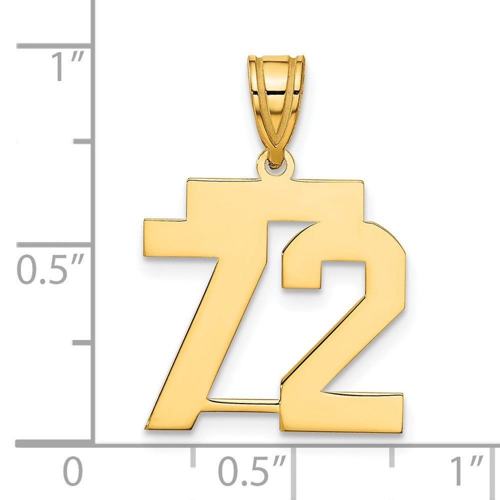 14k Medium Polished Number 72 Charm