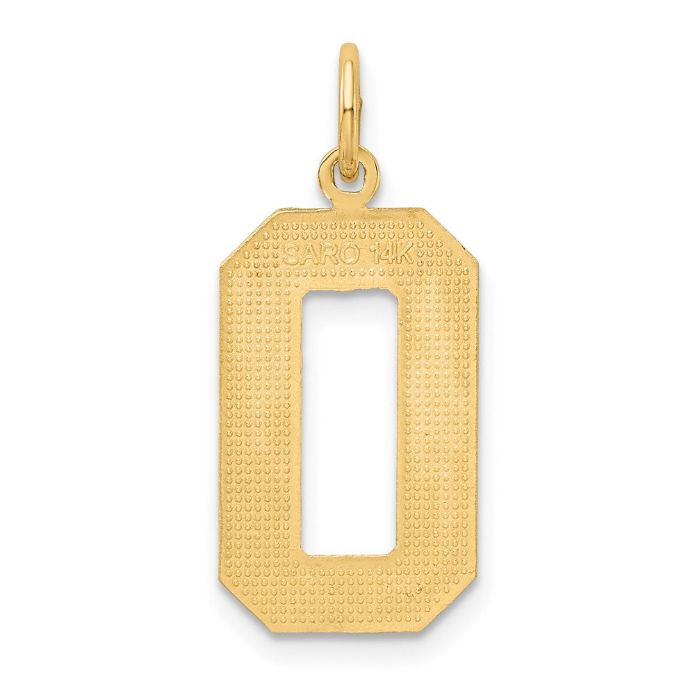 14k Large Brushed Diamond-cut Number 0 Charm