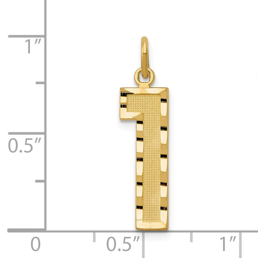 14k Large Brushed Diamond-cut Number 1 Charm