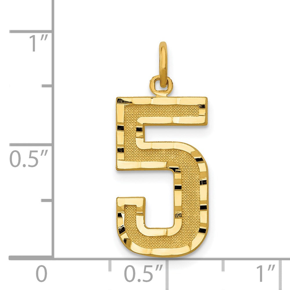14k Large Brushed Diamond-cut Number 5 Charm