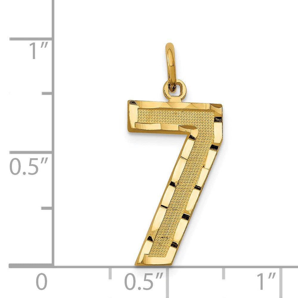 14k Large Brushed Diamond-cut Number 7 Charm