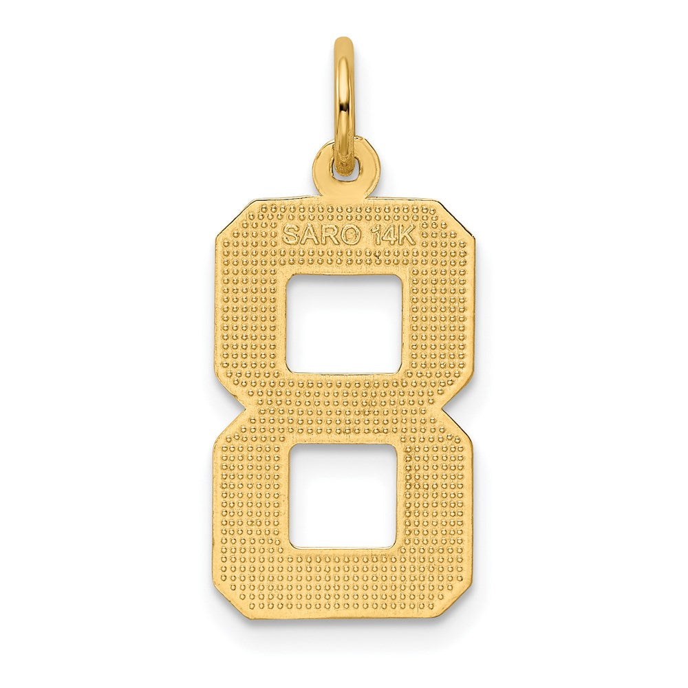 14k Large Brushed Diamond-cut Number 8 Charm