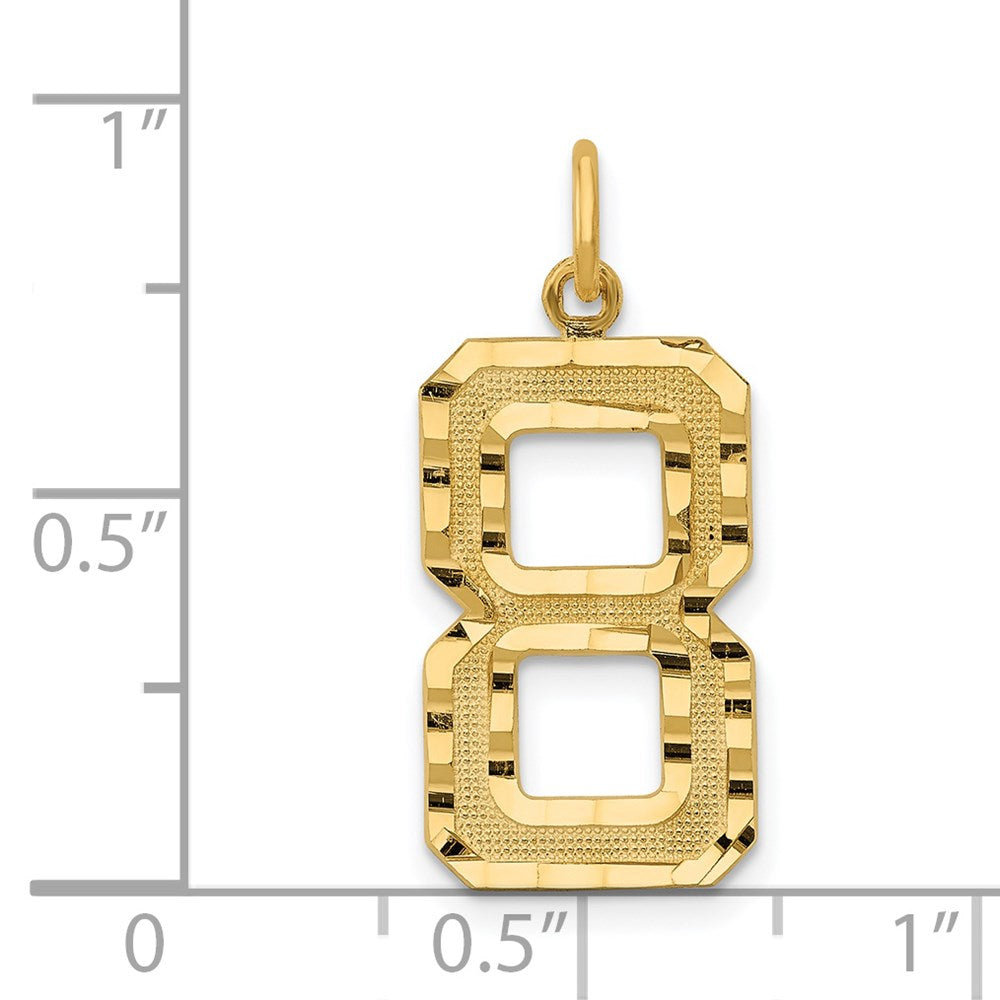 14k Large Brushed Diamond-cut Number 8 Charm