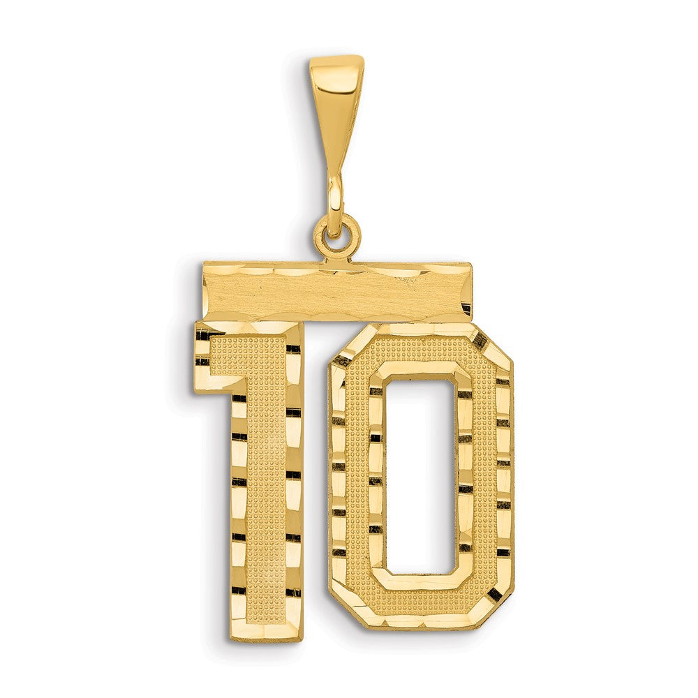 14k Large Brushed Diamond-cut Number 10 Charm