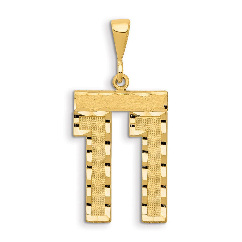 14k Large Brushed Diamond-cut Number 11 Charm