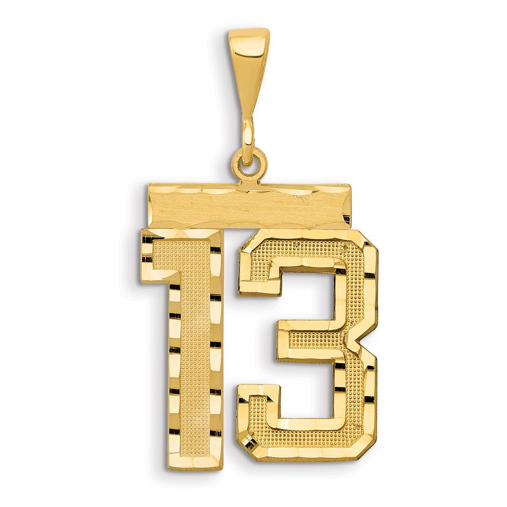 14k Large Brushed Diamond-cut Number 13 Charm