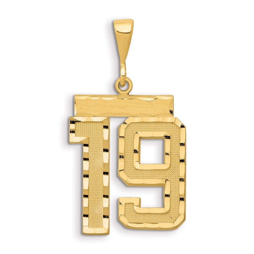 14k Large Brushed Diamond-cut Number 19 Charm