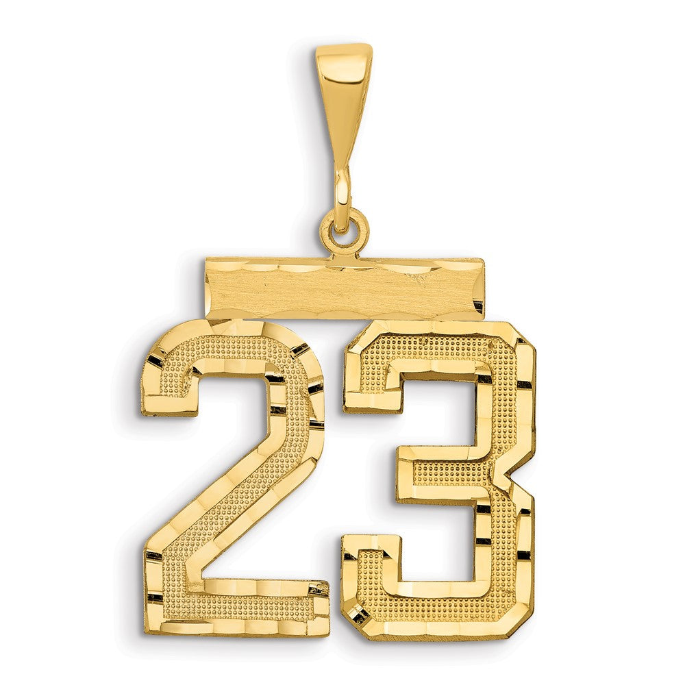 14k Large Brushed Diamond-cut Number 23 Charm