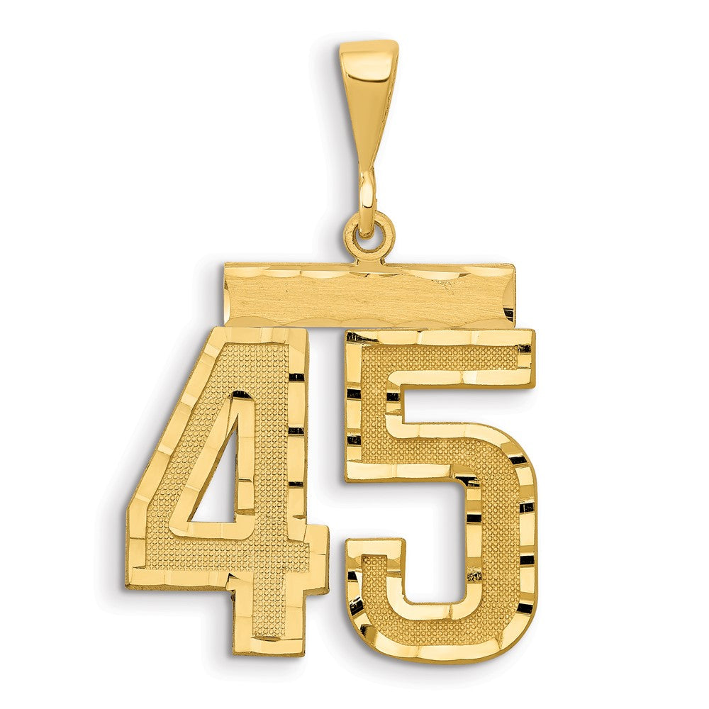 14k Large Brushed Diamond-cut Number 45 Charm