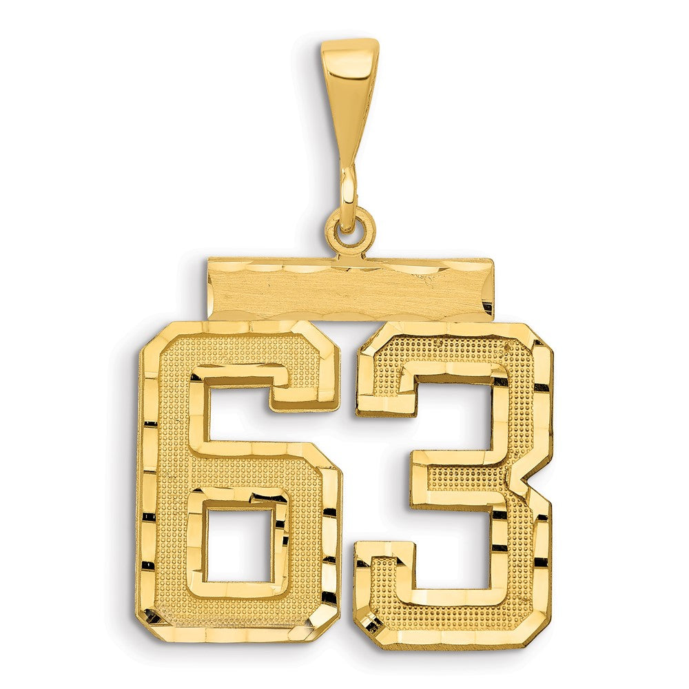 14k Large Brushed Diamond-cut Number 63 Charm