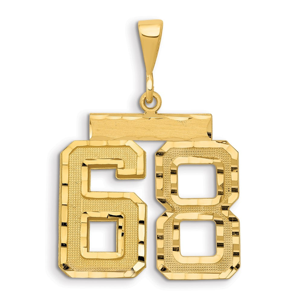 14k Large Brushed Diamond-cut Number 68 Charm