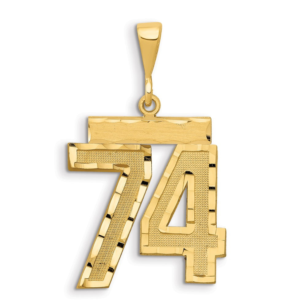 14k Large Brushed Diamond-cut Number 74 Charm