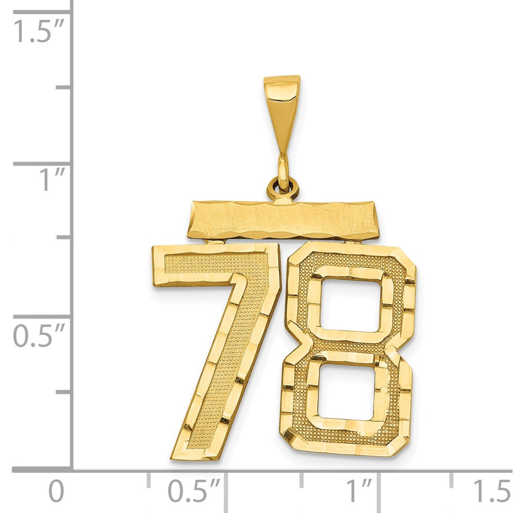 14k Large Brushed Diamond-cut Number 78 Charm